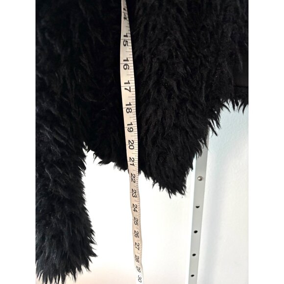 Indie Sleaze Jacket Small Black Faux Fur Shaggy Cropped Pockets HYFVE Soft Cozy - Picture 7 of 12